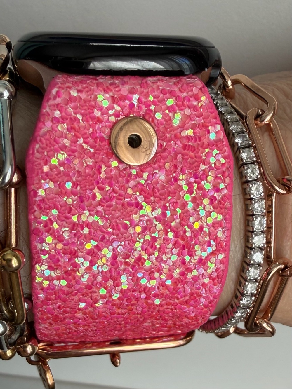 Spark*l band for Apple Watch, Hot Pink Court’s Glitz, size 2